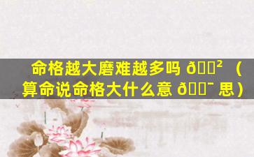 命格越大磨难越多吗 🌲 （算命说命格大什么意 🐯 思）